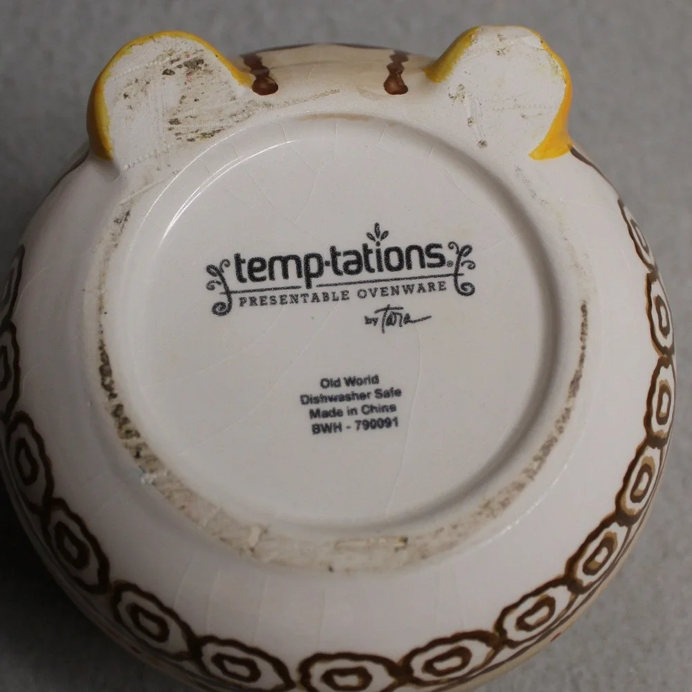 Temptations Owl Measuring Cup Set Brown Old World Ceramic Nesting Kitchen Decor